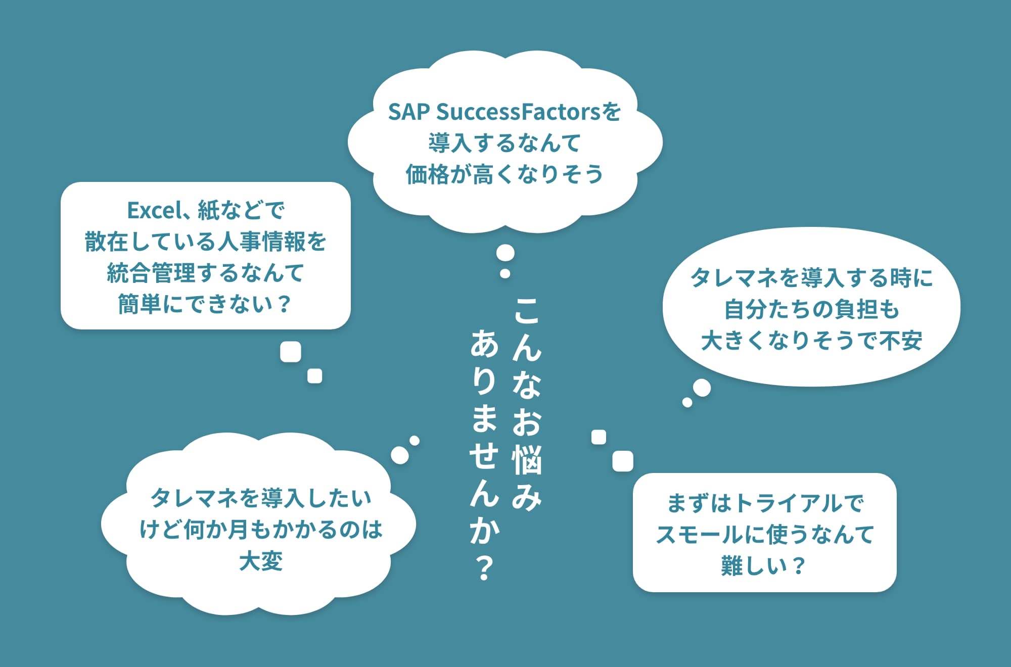 SAP SuccessFactorsを導入するなんて価格が高くなりそう/Excel、紙などで散在している人事情報を統合管理するなんて簡単にできない？